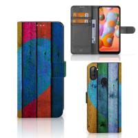 Samsung Galaxy M11 | A11 | Book Style Case | Wood Heart - Cadeau voor je Vriend