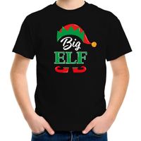 Big elf Kerst t-shirt zwart voor kinderen