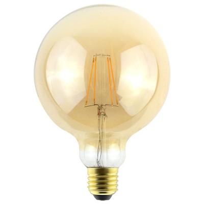 LED Filament lamp E27 - 9 Watt 950 Lumen - G125 Vorm - 2200K Warmwit licht - Dimbaar - Amber glas LED Filament lamp E27 - 9 Watt 950 Lumen - G125 Vorm - 2200K Warmwit licht - Dimbaar - Amber glas