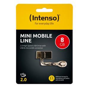 Intenso Mini Mobile Line USB flash drive 8 GB USB Type-A / Micro-USB 2.0 Antraciet