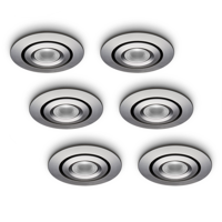 LED-inbouwspot Piccolo 1W set 6 stuks zilver