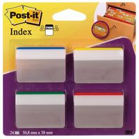 Post-it Index Strong, ft 50,8 x 38 mm, voor hangmappen, set van 24 tabs, 4 kleuren, 6 tabs per kleur - thumbnail