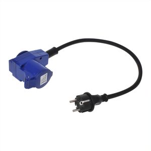 Verloopkabel 40cm van Schuko stekker naar haakse CEE contrastekker + Schuko stopcontact 373528