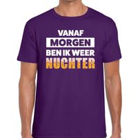 Vanaf morgen ben ik weer nuchter tekst t-shirt paars heren