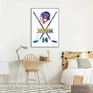 Affiche - Gekruiste hockeysticks / Gepersonaliseerd