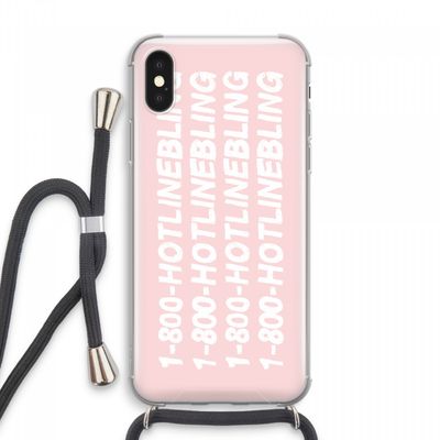 Hotline bling pink: iPhone XS Max Transparant Hoesje met koord