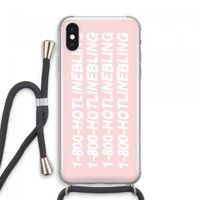 Hotline bling pink: iPhone XS Max Transparant Hoesje met koord