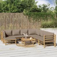 9-delige Loungeset met kussens bamboe taupe