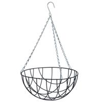 Nature Hanging basket - metaaldraad - donkergroen - 16 x 30 cm - hangende bloemen