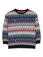 Missoni Kids sweat en coton à imprimé zig-zag - Noir