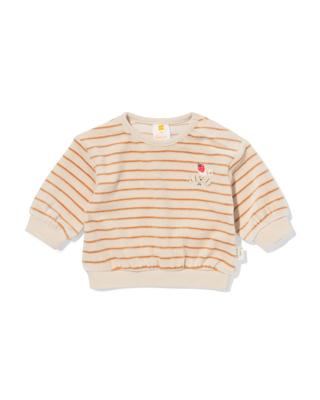 HEMA Newborn trui velours strepen ecru (ecru)