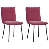 Eetkamerstoelen 2 st fluweel wijnrood