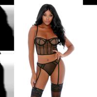 Forplay Kan Niet Gevangen Worden - Net Bustier Set - XL - thumbnail