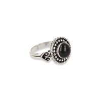 Verzilverde Ring Onyx 'Love' (Maat 17,75)