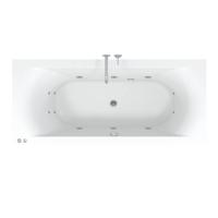 Riho Easypool 3.1 Lima whirlpoolbad rechts 170x75cm hydro 6+4+2 pneumatische bediening inclusief poten en afvoer wit B051002005 - thumbnail