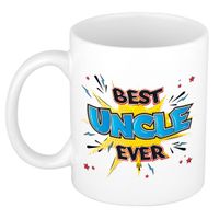 Cadeau koffiemok voor oom - best uncle ever - blauw - 300 ml - mok met tekst - verjaardag   - - thumbnail