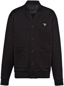 Prada cardigan en polaire à logo triangle - Noir