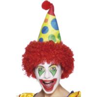 Smiffys Clown verkleed pruik met hoedje - rood haar - one size - volwassenen - clownspruik