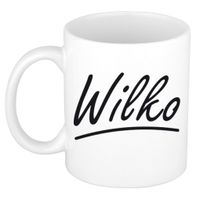 Naam cadeau mok / beker Wilko met sierlijke letters 300 ml - thumbnail