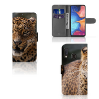 Samsung Galaxy A20e Telefoonhoesje met Pasjes Luipaard - thumbnail