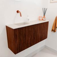 Toiletmeubel Mondiaz Joya Dlux | 91.6 cm | Meubelkleur Ruby | Faye wastafel Meli Wasbak Links | Zonder kraangat(en)