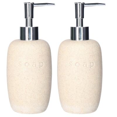 Items Zeeppompje - 2x - creme - keramiek - 18 cm - navulbaar - toilet/badkamer