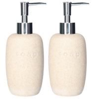 Items Zeeppompje - 2x - creme - keramiek - 18 cm - navulbaar - toilet/badkamer