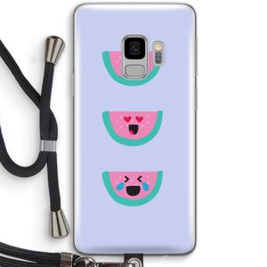 Smiley watermeloen: Samsung Galaxy S9 Transparant Hoesje met koord