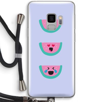 Smiley watermeloen: Samsung Galaxy S9 Transparant Hoesje met koord
