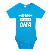 Hoera je wordt oma cadeau baby rompertje blauw voor jongens