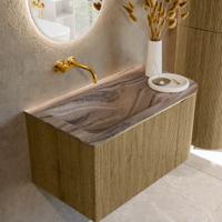 Badmeubel Mondiaz Kurve-Dlux | 85 cm | Meubelkleur Dusk | Wastafelkleur Sombra | Solid surface | Wasbak linker zijde spoelbak | Zonder kraangat(en) Badmeubel Mondiaz Kurve-Dlux | 85 cm | Meubelkleur Dusk | Wastafelkleur Sombra | Solid surface | Wasbak linker zijde spoelbak | Zonder kraangat(en)
