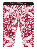 Dolce & Gabbana Kids legging en coton à imprimé Majolica - Rouge - thumbnail