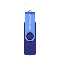 MicroDrive 128GB USB 2 0 telefoon en computer dual-use roterende OTG Metal U disk (blauw)