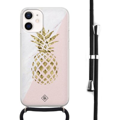 iPhone 12 mini hoesje met koord - Ananas