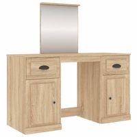 The Living Store Kaptafel Sonoma Eiken - Make-uptafel met spiegel - 130 x 50 x 132.5 cm - thumbnail