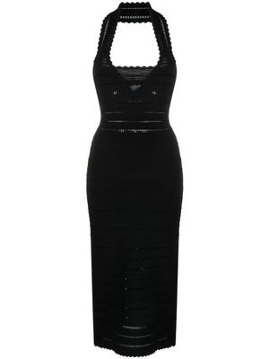 Victoria Beckham robe longue en maille ajourée à dos nu - Noir