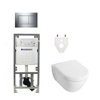 Villeroy Boch Subway 2.0 DirectFlush Toiletset - softclose - geberit reservoir - bedieningsplaat chroom sigma30 - wit 0701131/0124060/ga26028/sw61797/ - thumbnail