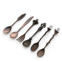 2Sets Vintage mini koffie lepels pak Royal stijl metaal gesneden koffie fruit Cutler dessert flatware keuken gereedschap rood brons 2Sets Vintage mini koffie lepels pak Royal stijl metaal gesneden koffie fruit Cutler dessert flatware keuken gereedschap rood brons