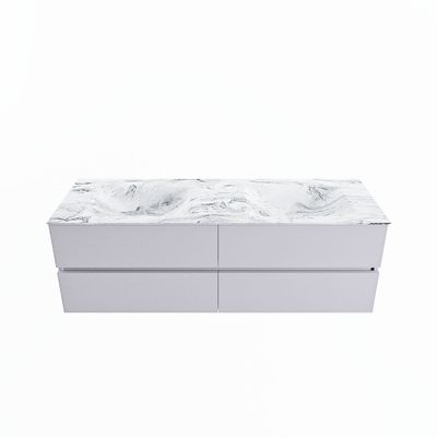 MONDIAZ VICA-DLUX 150cm badmeubel onderkast Cale 4 lades. Inbouw wastafel CLOUD dubbel zonder kraangat, kleur Glace.
