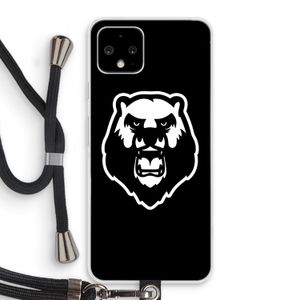 Angry Bear (black): Pixel 4 Transparant Hoesje met koord