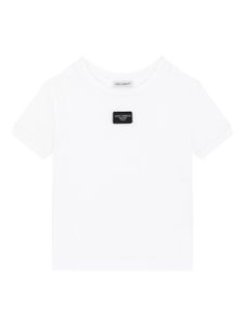 Dolce & Gabbana Kids t-shirt en coton à logo pailleté - Blanc