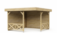 Interflex Hoekpaviljoen P3556 370x370 cm 40 mm vuren groen geÃ¯mpregneerd- Plat dak- Hout- Interflex