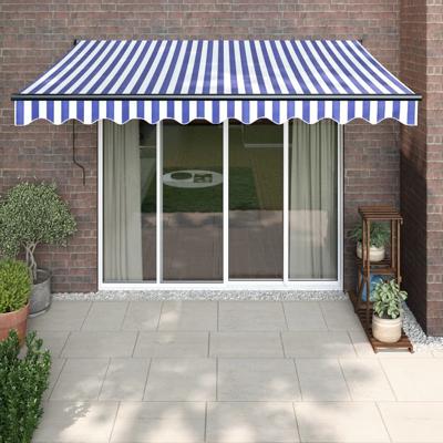 Luifel elektrisch uitschuifbaar 3,5x2,5 m blauw en wit
