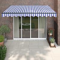 Luifel elektrisch uitschuifbaar 3,5x2,5 m blauw en wit