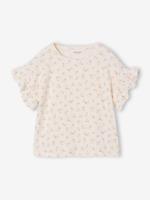 T-shirt voor meisjes van pointelle tricot ecru