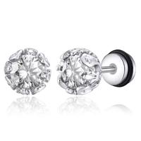 Mendes Oorknoppen RVS zilverkleurig - Transparante Zirconia 8-Klauw