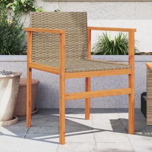 Tuinstoelen 2 st poly rattan en massief hout beige