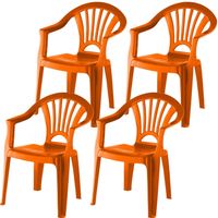 4x stuks kunststof oranje kinderstoeltjes 37 x 31 x 51 cm - Kinderstoelen - thumbnail