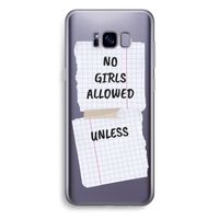 No Girls Allowed Unless: Samsung Galaxy S8 Plus Transparant Hoesje