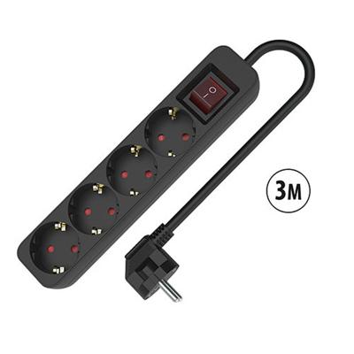 4-voudige Stekkerdoos met Schakelaar TM Electron 3680 W Zwart (3 m)